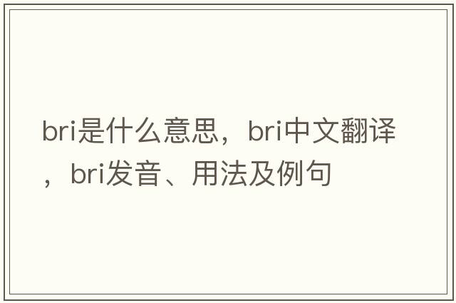BRI是什么意思，BRI中文翻譯，BRI發(fā)音、用法及例句