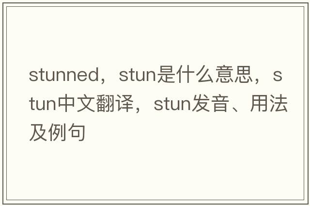 stunned，stun是什么意思，stun中文翻譯，stun發(fā)音、用法及例句