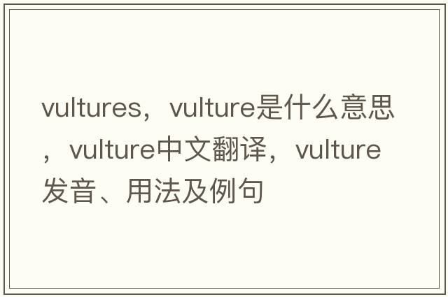 vultures，vulture是什么意思，vulture中文翻譯，vulture發(fā)音、用法及例句