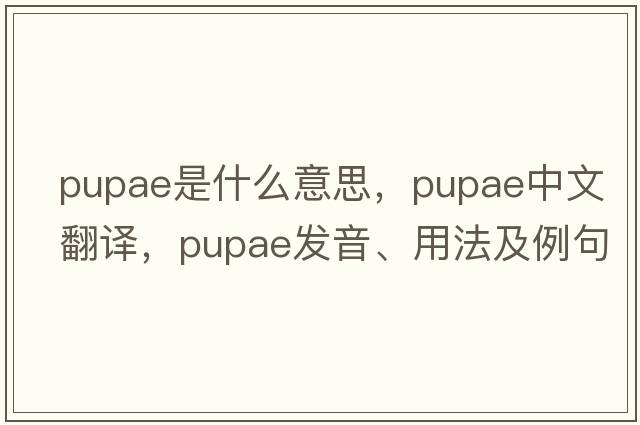 pupae是什么意思，pupae中文翻譯，pupae發(fā)音、用法及例句