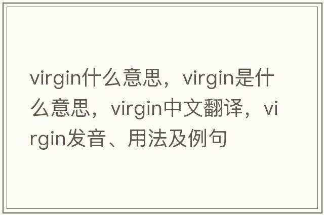virgin什么意思，virgin是什么意思，virgin中文翻譯，virgin發(fā)音、用法及例句