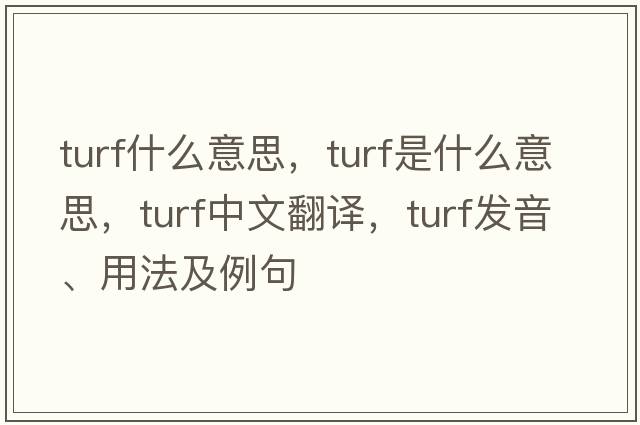 turf什么意思，turf是什么意思，turf中文翻譯，turf發(fā)音、用法及例句