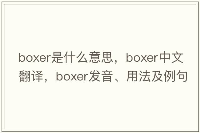 boxer是什么意思，boxer中文翻譯，boxer發(fā)音、用法及例句
