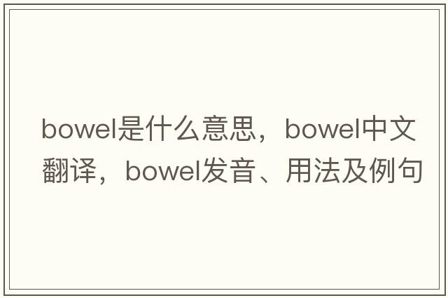 bowel是什么意思，bowel中文翻譯，bowel發(fā)音、用法及例句