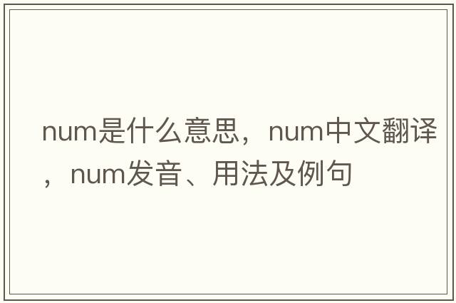 num是什么意思，num中文翻譯，num發(fā)音、用法及例句