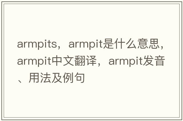 armpits，armpit是什么意思，armpit中文翻譯，armpit發(fā)音、用法及例句