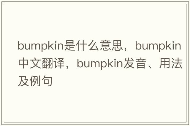 bumpkin是什么意思，bumpkin中文翻譯，bumpkin發(fā)音、用法及例句