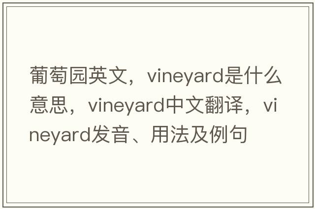 葡萄園英文，vineyard是什么意思，vineyard中文翻譯，vineyard發(fā)音、用法及例句