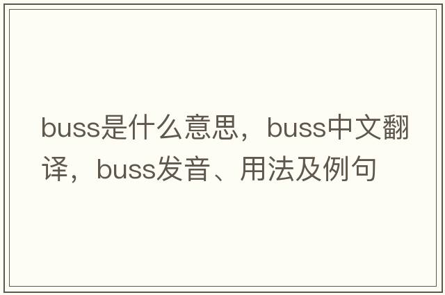 buss是什么意思，buss中文翻譯，buss發(fā)音、用法及例句