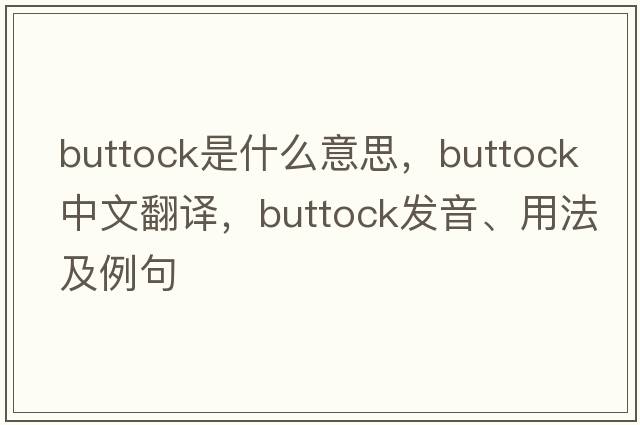 buttock是什么意思，buttock中文翻譯，buttock發(fā)音、用法及例句