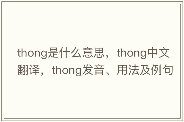 thong是什么意思，thong中文翻譯，thong發(fā)音、用法及例句