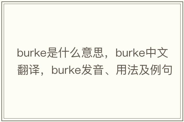 burke是什么意思，burke中文翻譯，burke發(fā)音、用法及例句