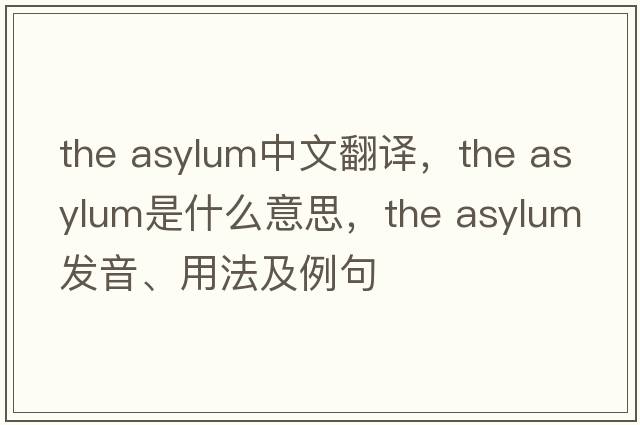 the asylum中文翻譯，the asylum是什么意思，the asylum發(fā)音、用法及例句