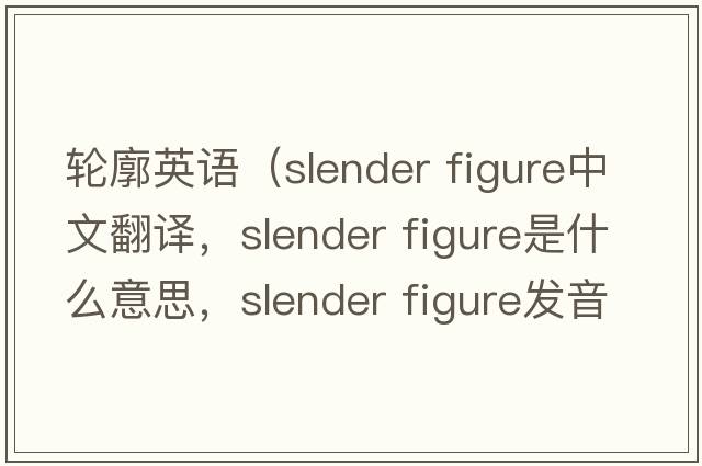 輪廓英語（slender figure中文翻譯，slender figure是什么意思，slender figure發(fā)音、用法及例句）
