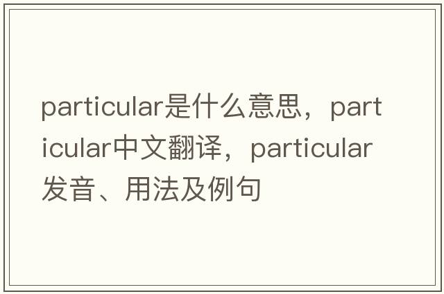 particular是什么意思，particular中文翻譯，particular發(fā)音、用法及例句