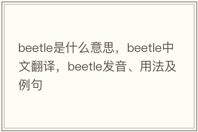 beetle是什么意思，beetle中文翻譯，beetle發(fā)音、用法及例句