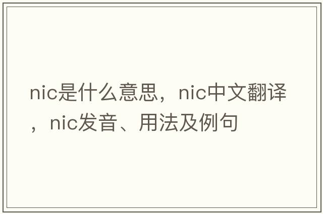 NIC是什么意思，NIC中文翻譯，NIC發(fā)音、用法及例句