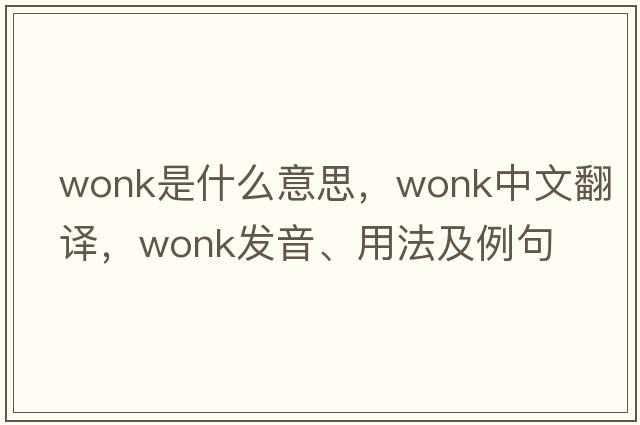 wonk是什么意思，wonk中文翻譯，wonk發(fā)音、用法及例句