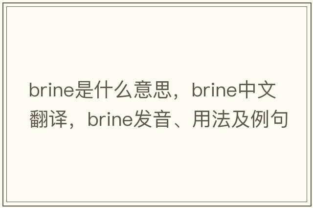 brine是什么意思，brine中文翻譯，brine發(fā)音、用法及例句