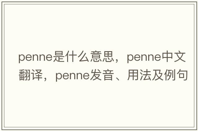 penne是什么意思，penne中文翻譯，penne發(fā)音、用法及例句