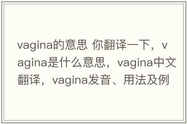 vagina的意思 你翻譯一下，vagina是什么意思，vagina中文翻譯，vagina發(fā)音、用法及例句