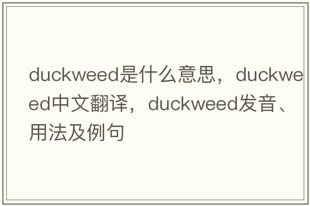 duckweed是什么意思，duckweed中文翻譯，duckweed發(fā)音、用法及例句