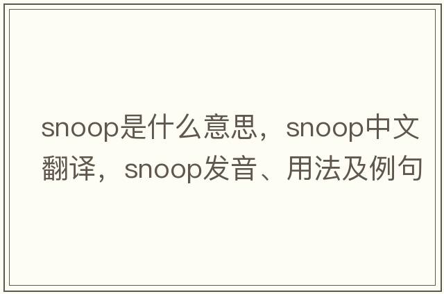 snoop是什么意思，snoop中文翻譯，snoop發(fā)音、用法及例句