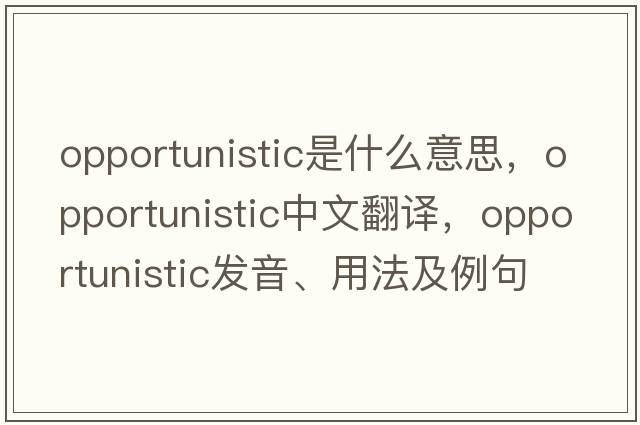 opportunistic是什么意思，opportunistic中文翻譯，opportunistic發(fā)音、用法及例句