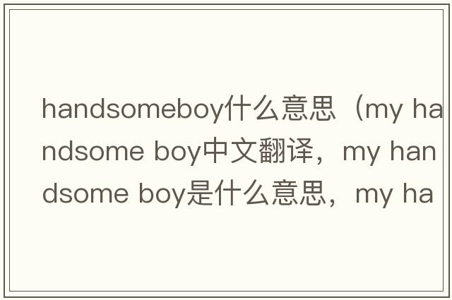 handsomeboy什么意思（my handsome boy中文翻譯，my handsome boy是什么意思，my handsome boy發(fā)音、用法及例句）