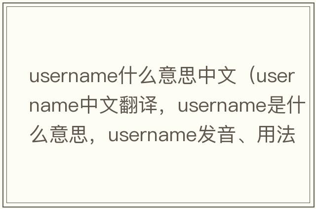 username什么意思中文（username中文翻譯，username是什么意思，username發(fā)音、用法及例句）